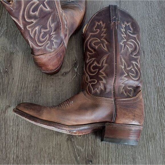 J. Chisholm | Brown Leather Cowboy Boots Shoe 9 D - Picture 6 of 12
